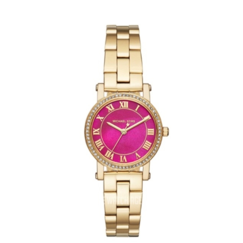 Michael Kors Slim Gold Dress Watch with Pink Face